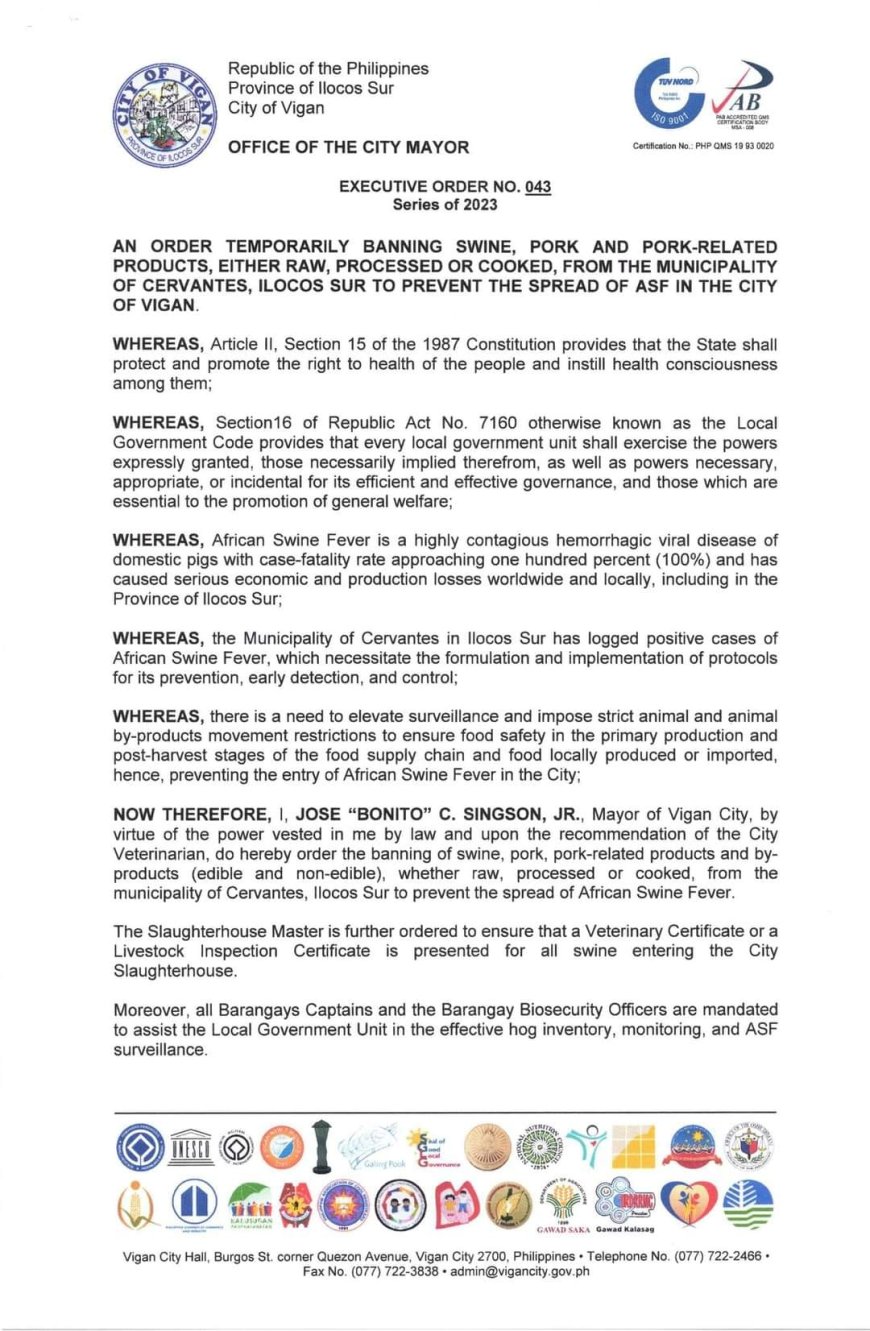 CITY EXECUTIVE ORDER NO. 43 SERIES OF 2023