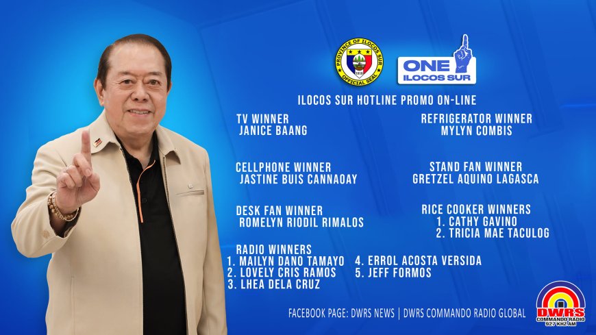 CONGRATULATIONS| Dagitoy dagiti nangabak iti pa-promo iti maika-24 nga anibersaryo ti Ilocos Sur Hotline. Sagut ni Governor Jerry Singson.